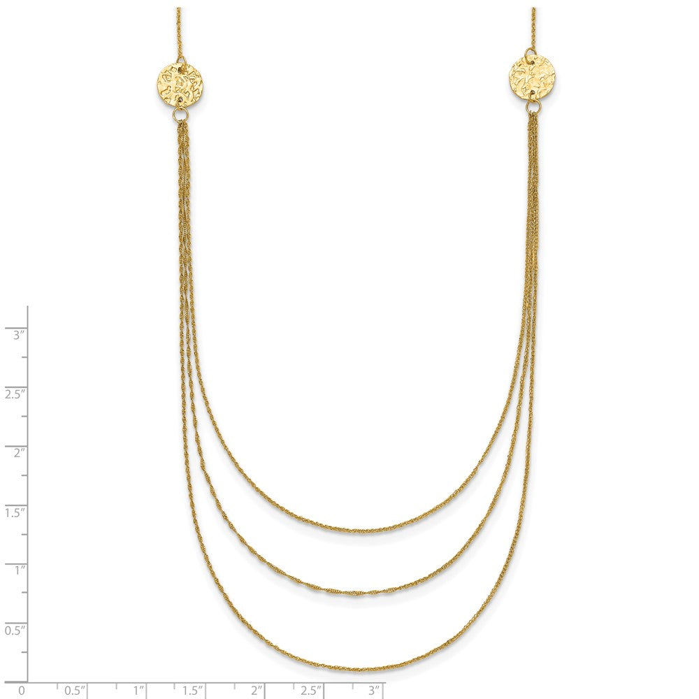 18 Zoll 14K 3 Layer Ropa Kette Texture Seite Kreise mit 2 Zoll Verlängerung Halskette