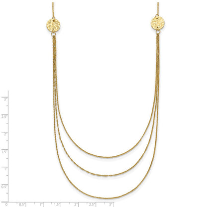18 Zoll 14K 3 Layer Ropa Kette Texture Seite Kreise mit 2 Zoll Verlängerung Halskette