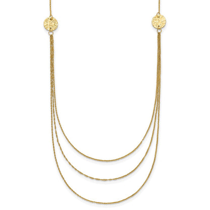18 Zoll 14K 3 Layer Ropa Kette Texture Seite Kreise mit 2 Zoll Verlängerung Halskette