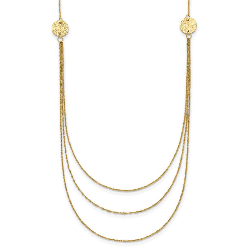 18 Zoll 14K 3 Layer Ropa Kette Texture Seite Kreise mit 2 Zoll Verlängerung Halskette