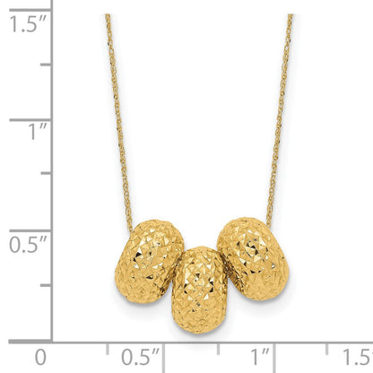 14K Gelbgold Ropa Diamantiert Perlen mit 2 Zoll Verlängerung Halskette