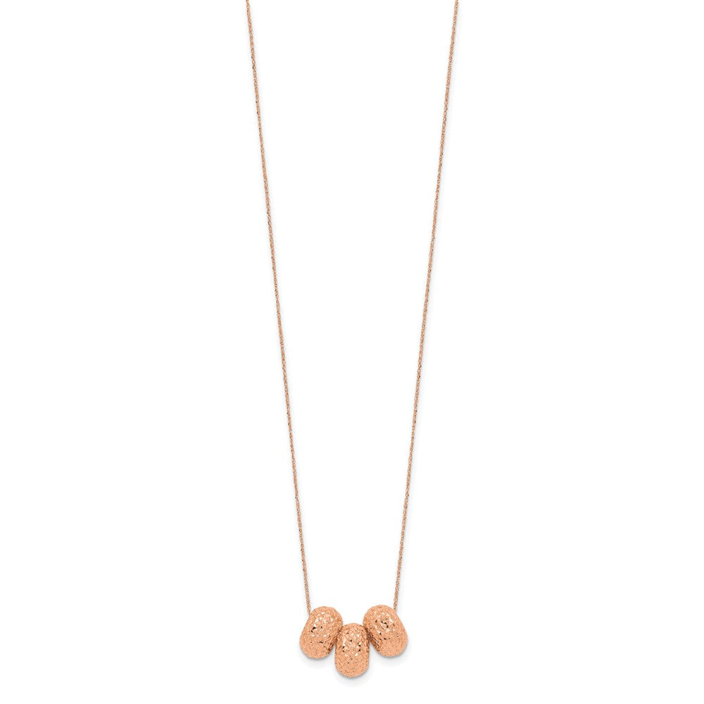 14K Roségold Ropa Diamantiert Perlen mit 2 Zoll Verlängerung Halskette