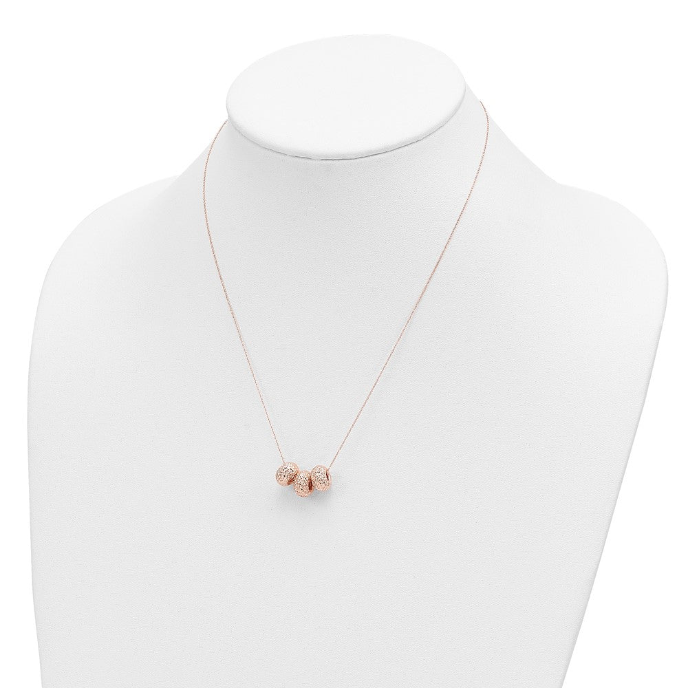 14K Roségold Ropa Diamantiert Perlen mit 2 Zoll Verlängerung Halskette