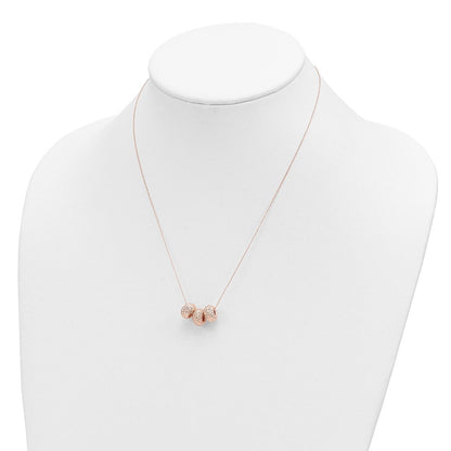 14K Roségold Ropa Diamantiert Perlen mit 2 Zoll Verlängerung Halskette