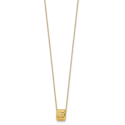 16.00 Zoll 14K Kordel Kette mit Barrel Perle 2 Zoll Verlängerung Halskette