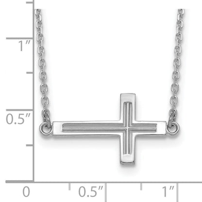 14K Weißgold Seitlich Ausgeschnitten Kreuz Halskette