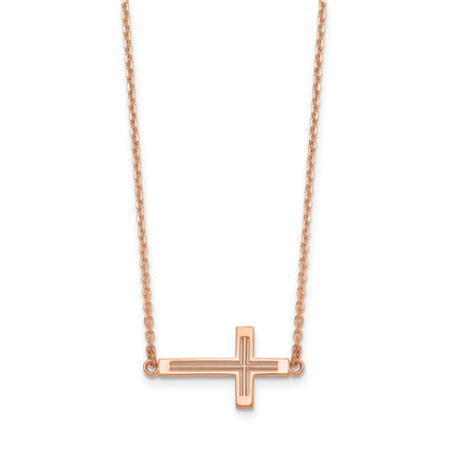 14K Roségold Seitlich Ausgeschnitten Kreuz Halskette