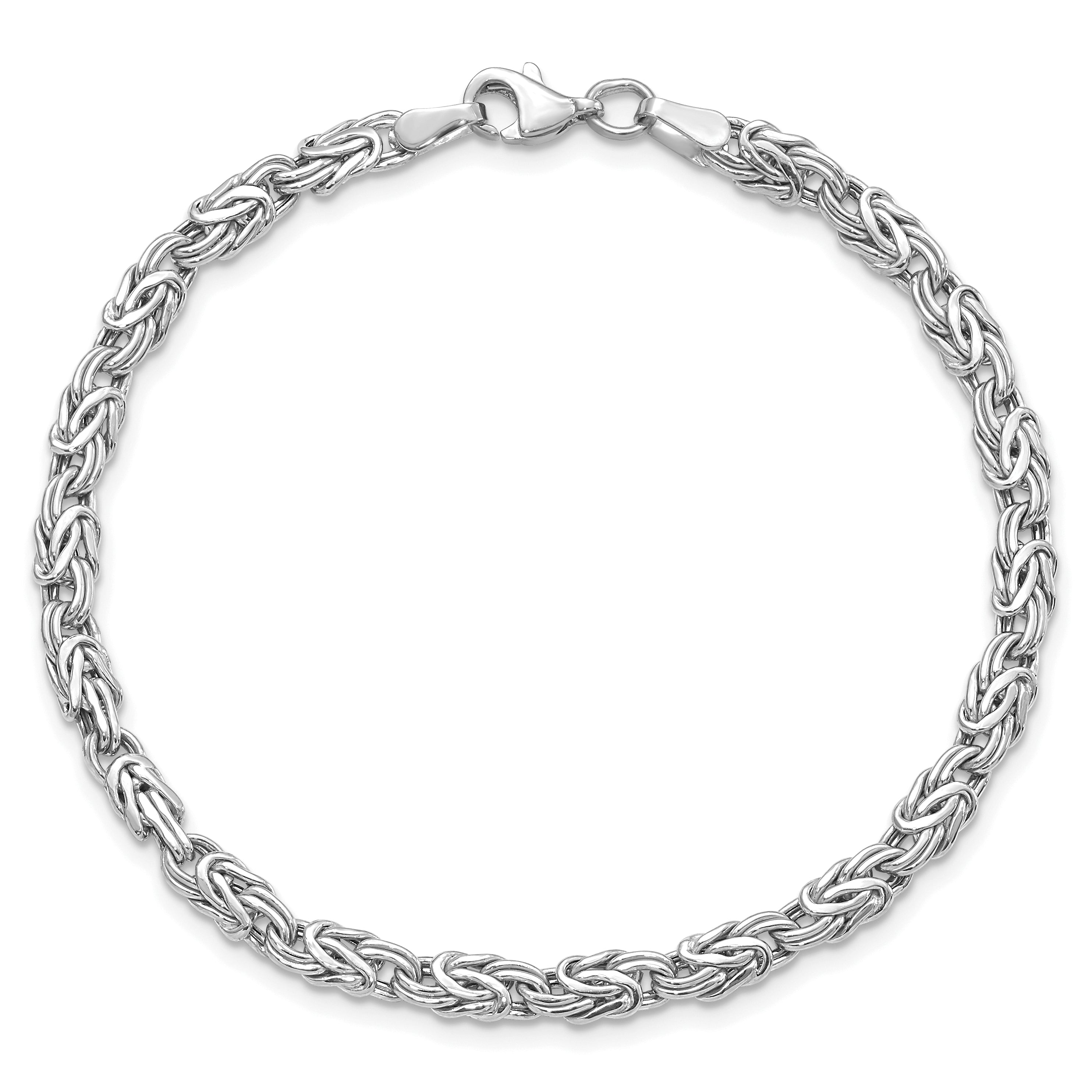 7.5 Zoll 14K Weißgold Poliert Fantasie Armband