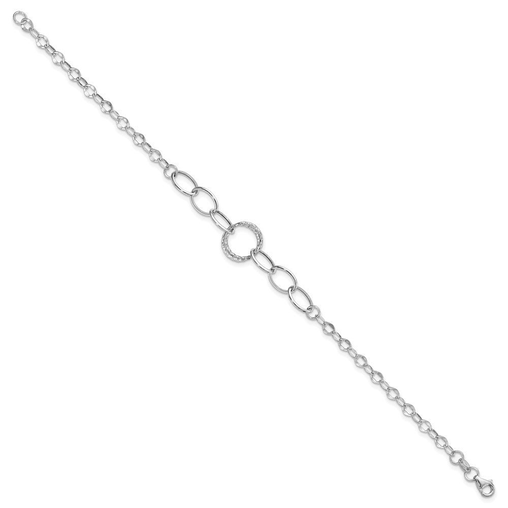 8 Zoll 14K Weißgold Poliert Strukturiert Fantasieglieder Armband