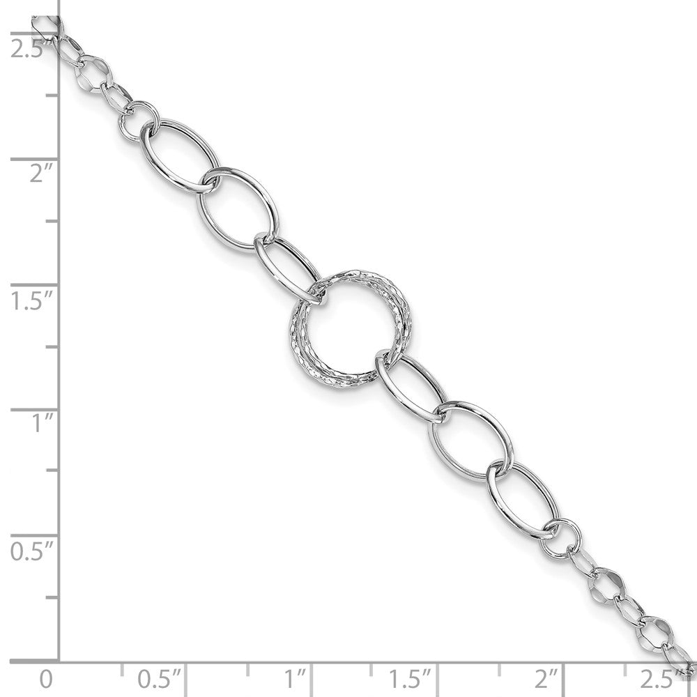 8 Zoll 14K Weißgold Poliert Strukturiert Fantasieglieder Armband