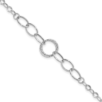 8 Zoll 14K Weißgold Poliert Strukturiert Fantasieglieder Armband
