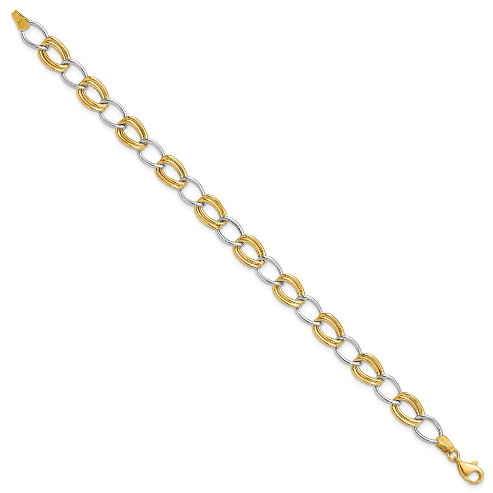 7.5 Zoll 14K Bicolor Poliert Offen Glieder Armband