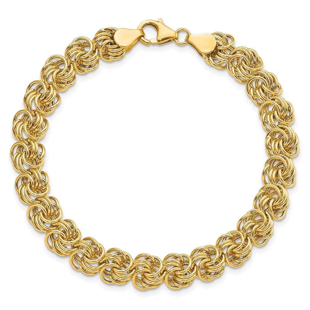 7.5 Zoll 14K Poliert 7.5 Zoll Kreis Fantasieglieder Armband