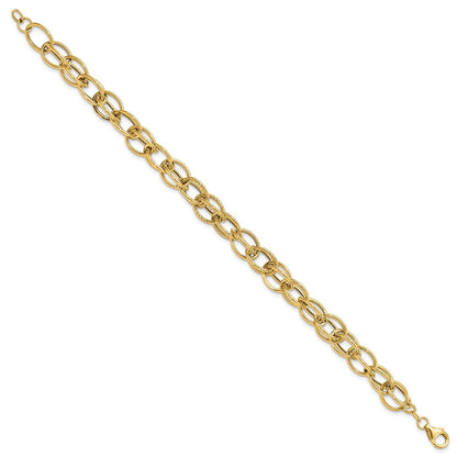 14K Gelbgold Poliert Strukturiert Fantasieglieder Armband