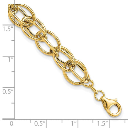 14K Gelbgold Poliert Strukturiert Fantasieglieder Armband
