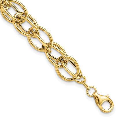 14K Gelbgold Poliert Strukturiert Fantasieglieder Armband