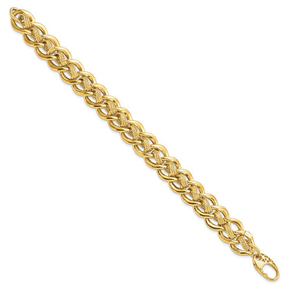 8 Zoll 14K Poliert und Strukturiert Fantasieglieder Armband