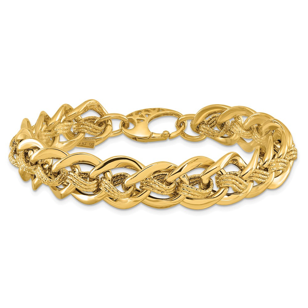 8 Zoll 14K Poliert und Strukturiert Fantasieglieder Armband