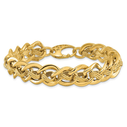 8 Zoll 14K Poliert und Strukturiert Fantasieglieder Armband