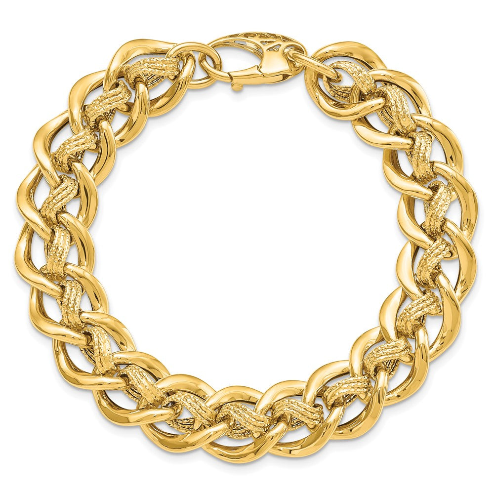 8 Zoll 14K Poliert und Strukturiert Fantasieglieder Armband