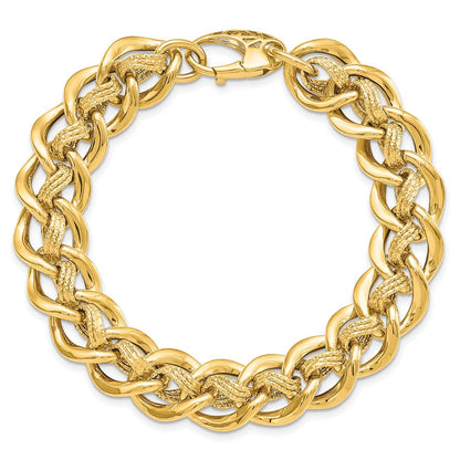 8 Zoll 14K Poliert und Strukturiert Fantasieglieder Armband