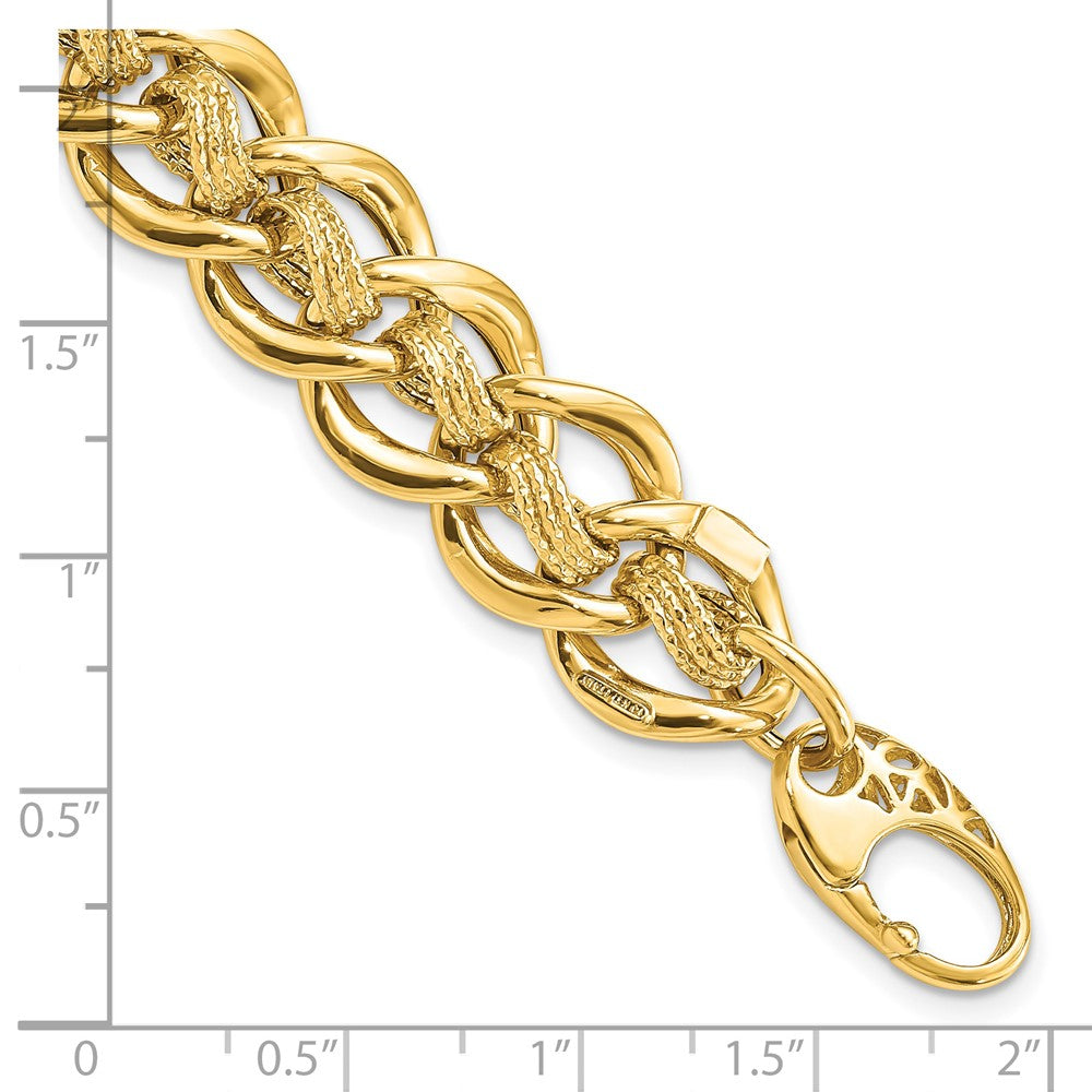 8 Zoll 14K Poliert und Strukturiert Fantasieglieder Armband
