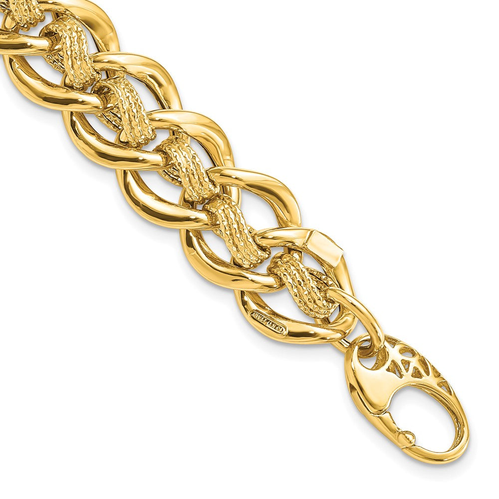 8 Zoll 14K Poliert und Strukturiert Fantasieglieder Armband