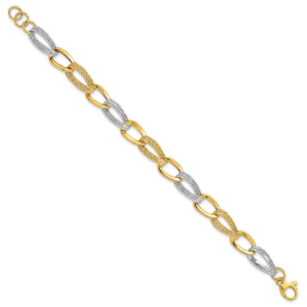 8 Zoll 14K Bicolor Poliert Fantasieglieder Armband