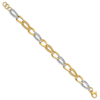 8 Zoll 14K Bicolor Poliert Fantasieglieder Armband