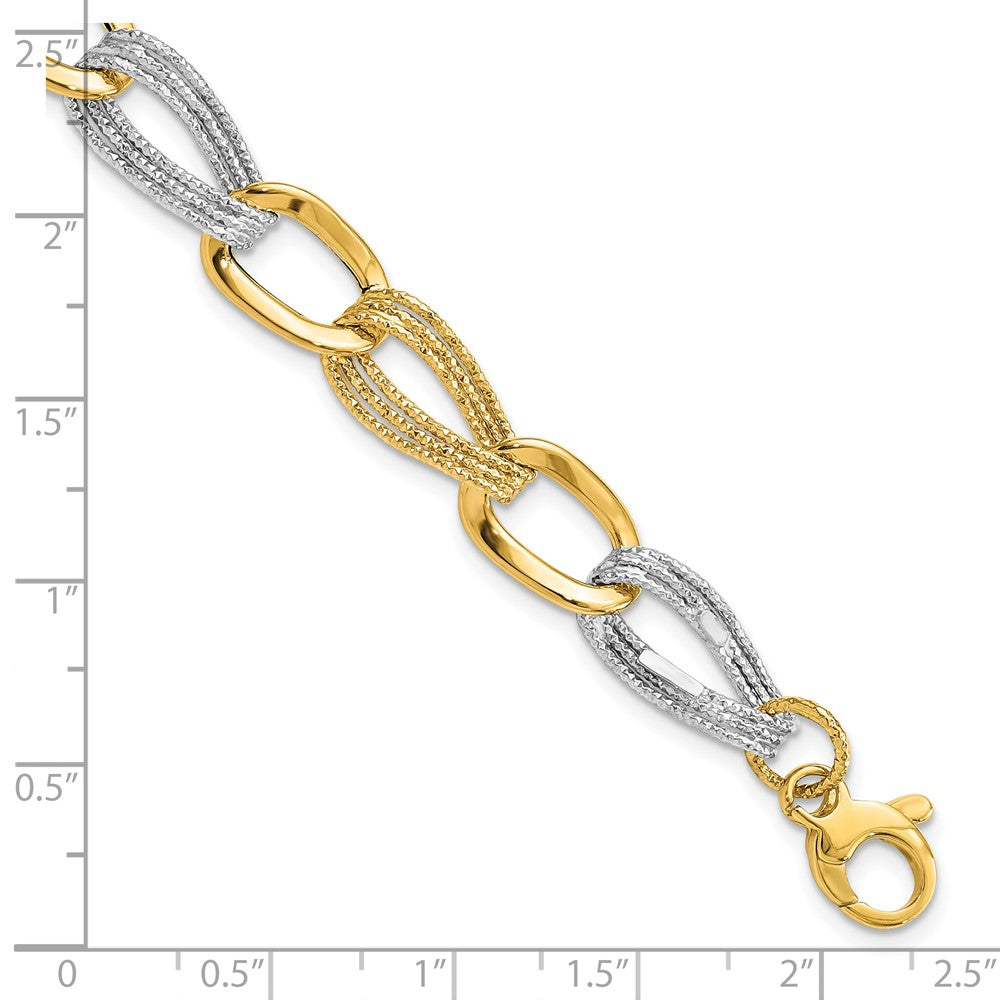 8 Zoll 14K Bicolor Poliert Fantasieglieder Armband