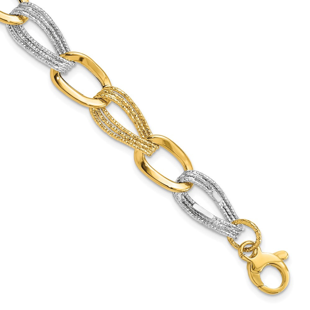 8 Zoll 14K Bicolor Poliert Fantasieglieder Armband