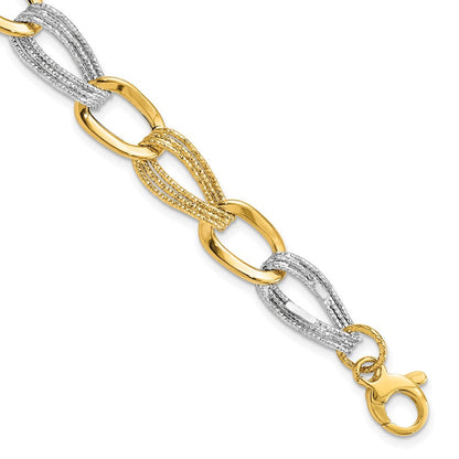 8 Zoll 14K Bicolor Poliert Fantasieglieder Armband