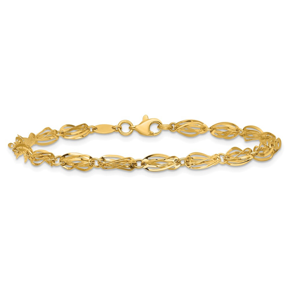 7.75 Zoll 14K Gold Poliert Fantasie Armband