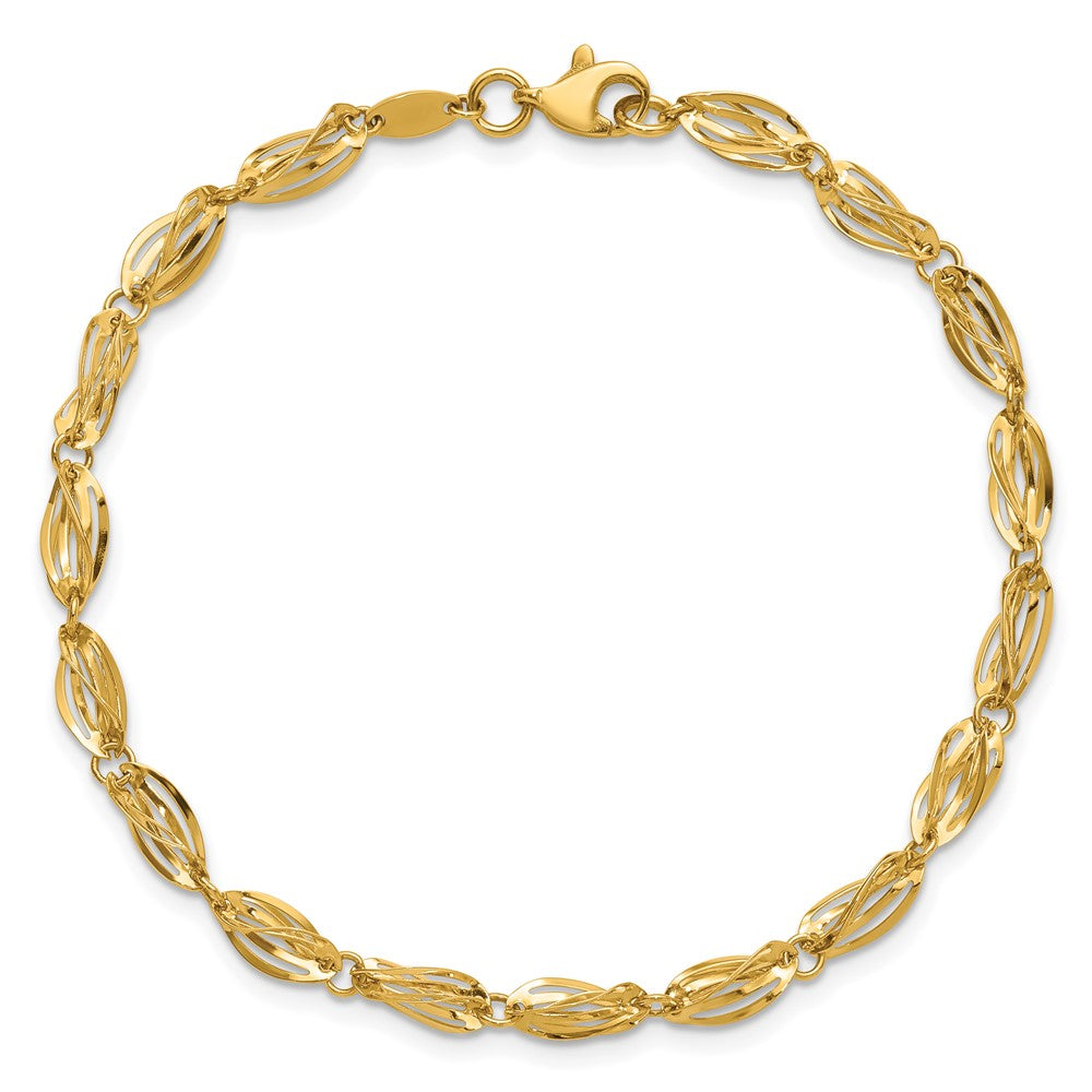7.75 Zoll 14K Gold Poliert Fantasie Armband