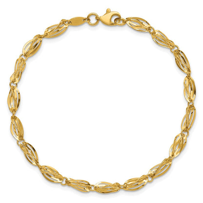 7.75 Zoll 14K Gold Poliert Fantasie Armband