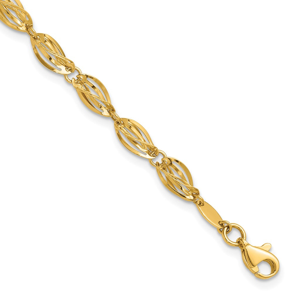 7.75 Zoll 14K Gold Poliert Fantasie Armband