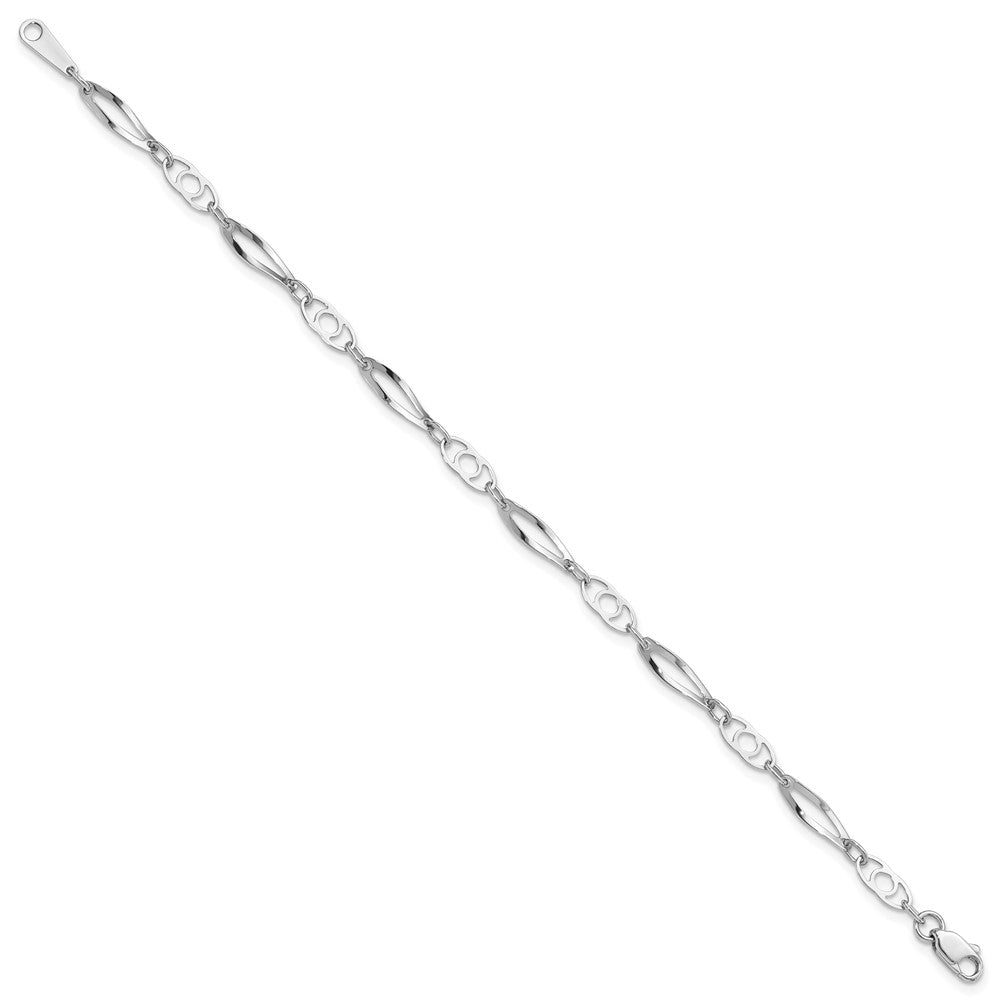 7 Zoll 14K Weißgold 7 Zoll Poliert Fantasieglieder Armband