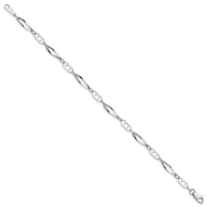 7 Zoll 14K Weißgold 7 Zoll Poliert Fantasieglieder Armband