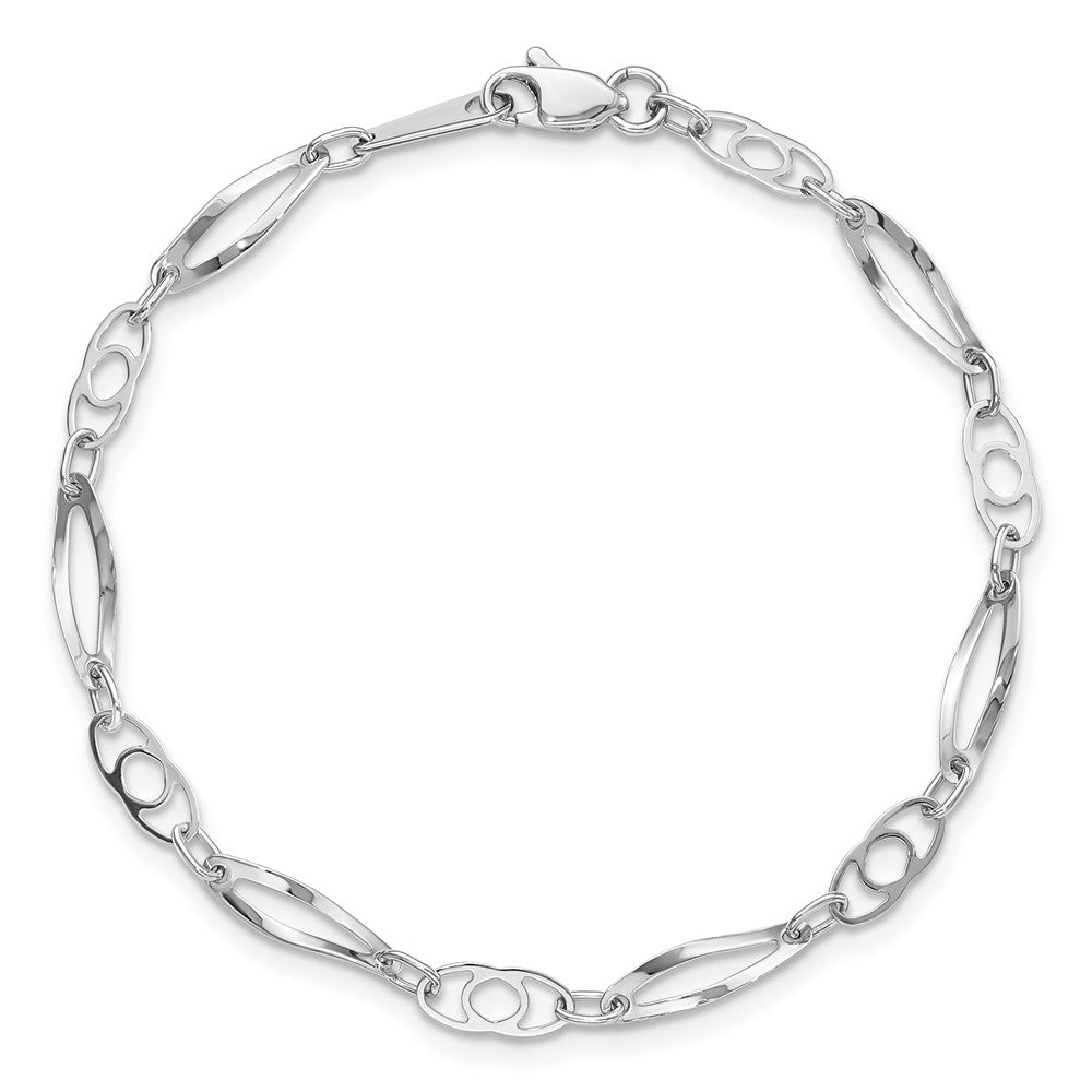 7 Zoll 14K Weißgold 7 Zoll Poliert Fantasieglieder Armband