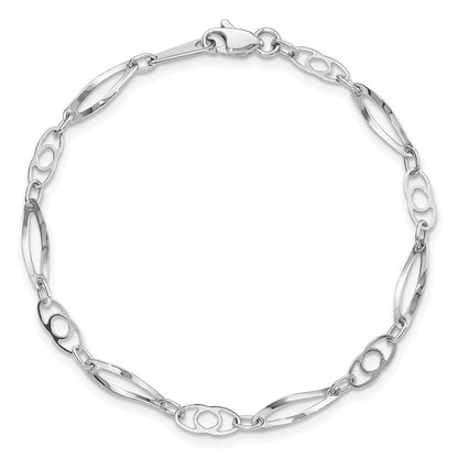 7 Zoll 14K Weißgold 7 Zoll Poliert Fantasieglieder Armband