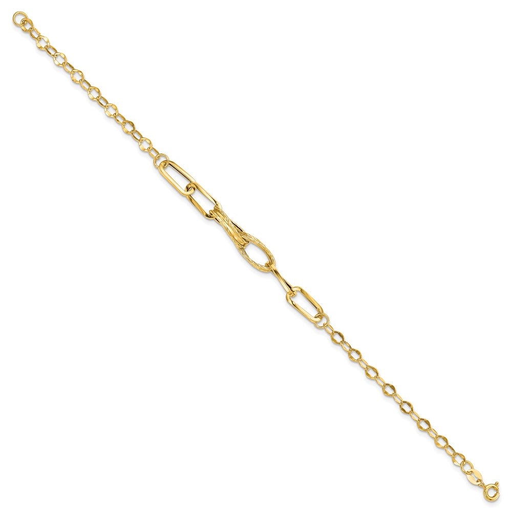14K Gelbgold Gold Poliert Strukturiert Fantasieglieder Gliederarmband