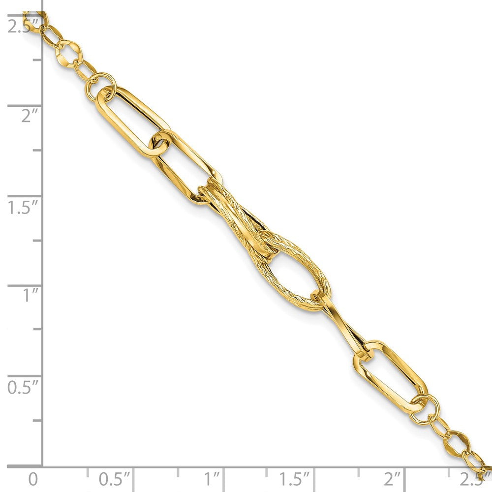14K Gelbgold Gold Poliert Strukturiert Fantasieglieder Gliederarmband