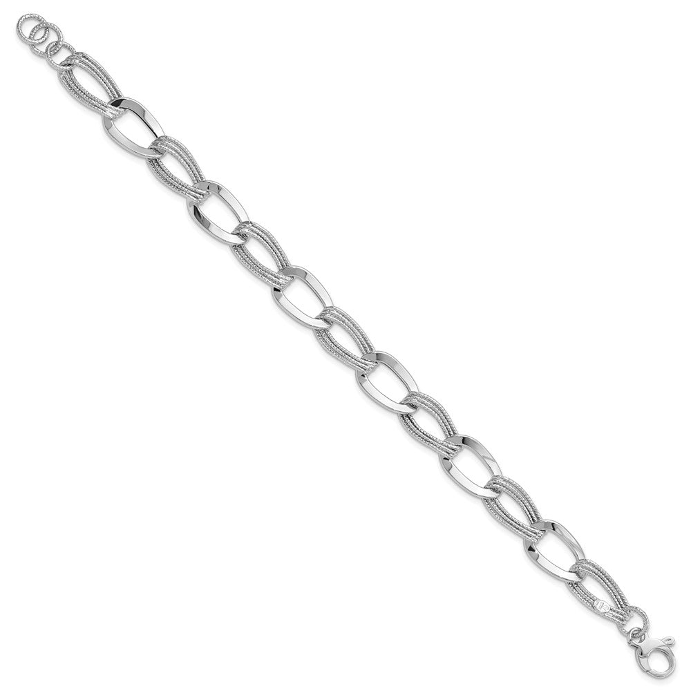 8 Zoll 14K Weißgold Poliert Fantasieglieder Armband