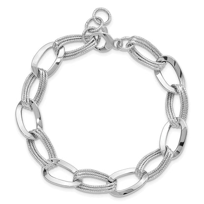 8 Zoll 14K Weißgold Poliert Fantasieglieder Armband
