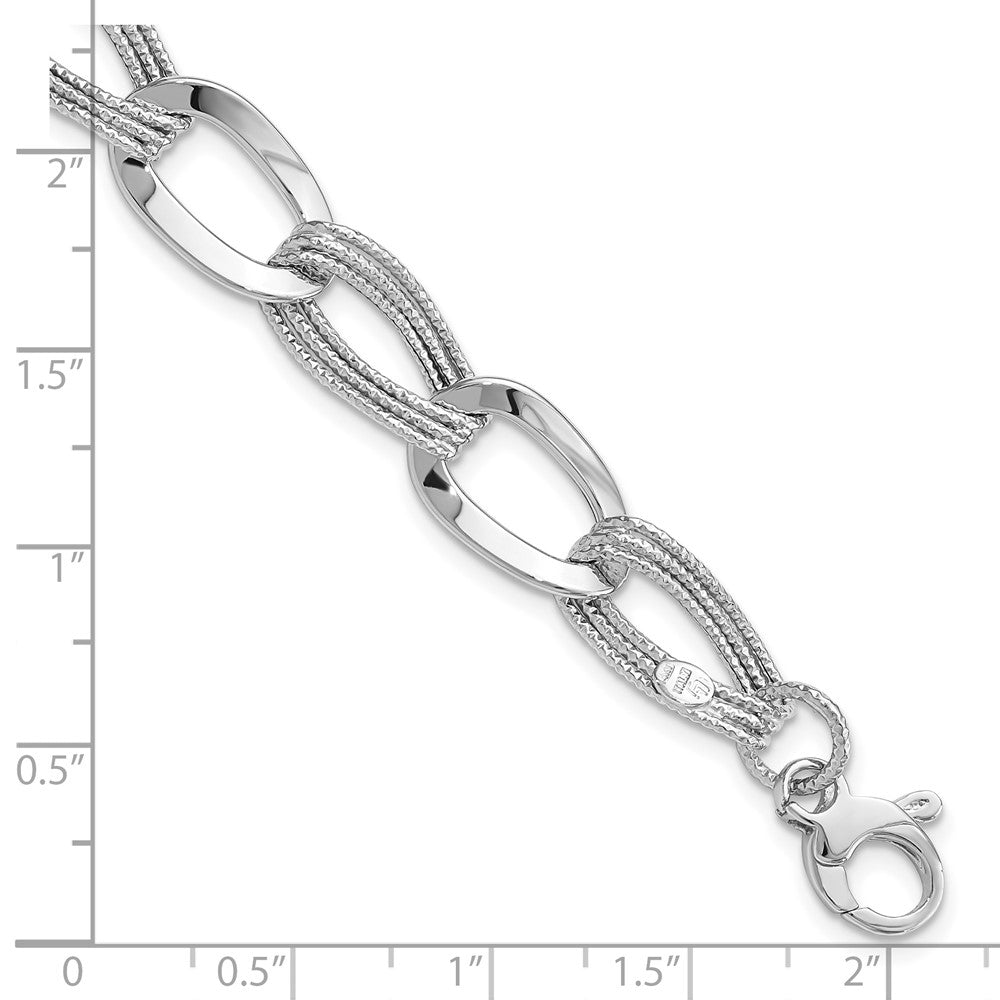 8 Zoll 14K Weißgold Poliert Fantasieglieder Armband