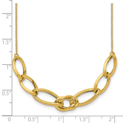 14K Gelbgold Poliert und Strukturiert Fantasieglieder Halskette