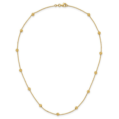 14K Gelbgold 14ky Diamantiert Perlen Station Halskette