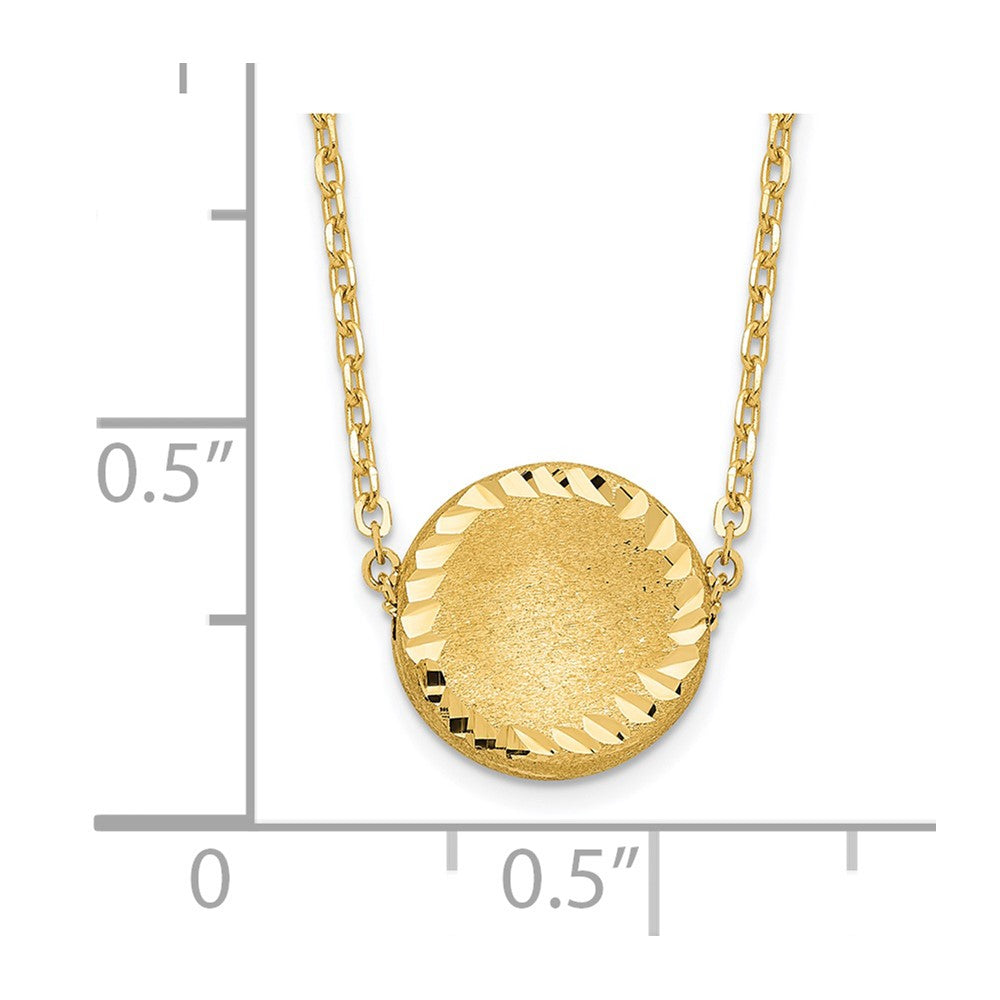 14K Gelbgold Gebürstet Poliert & Diamantiert Kreis Halskette