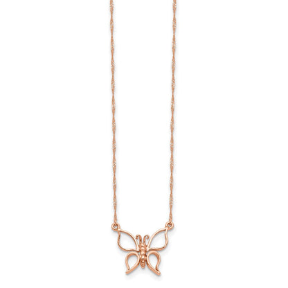 14K Roségold Poliert Schmetterling Halskette