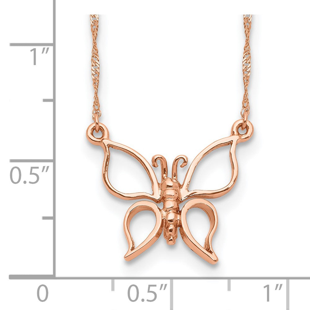 14K Roségold Poliert Schmetterling Halskette